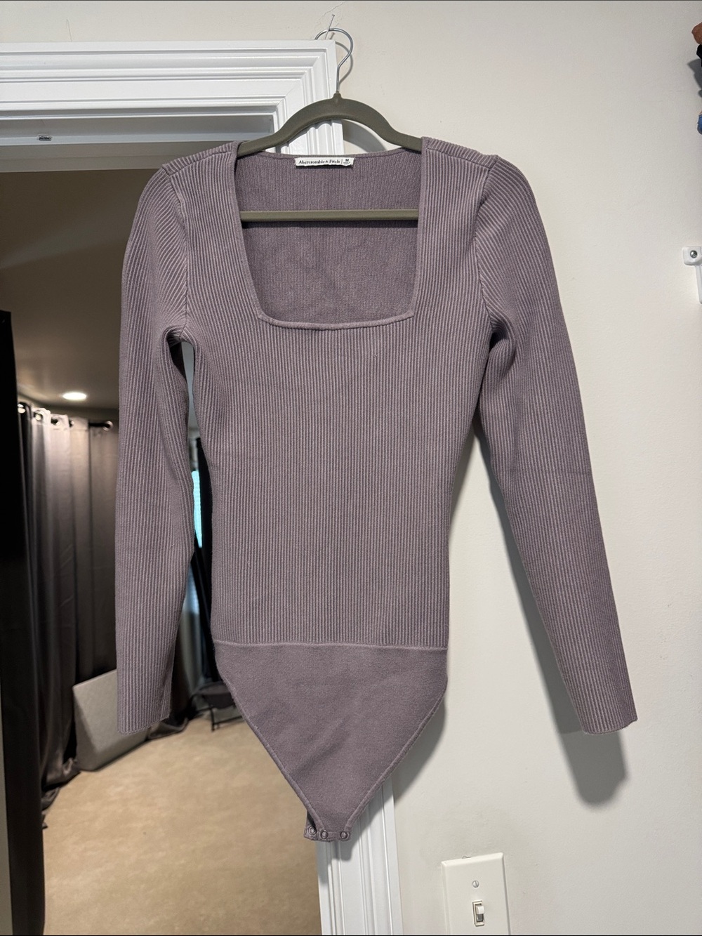 Abercrombie & Fitch Lavender Ribbed Long-Sleeve Bodysuit